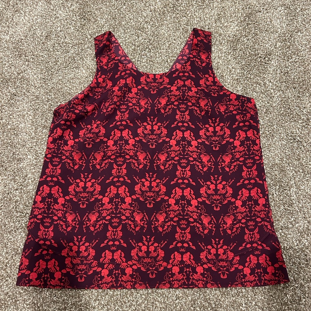 CAbi Red and Black Patterned Tank Top